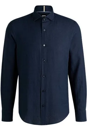 HUGO BOSS Casual-Fit Hemd aus Leinen mit Cutaway-Kragen