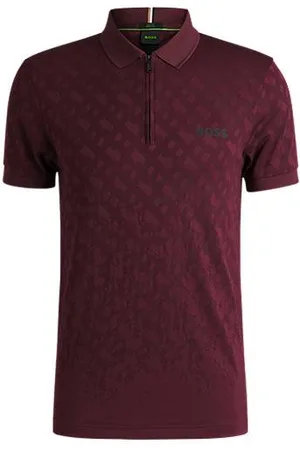 HUGO BOSS Sportives Poloshirt aus Monogramm-Jacquard mit Farbverlauf und schnell trocknenden Eigenschaften