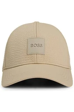 HUGO BOSS Seersucker-Cap mit Logo-Aufnäher