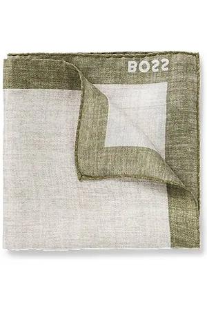 HUGO BOSS Einstecktuch mit Logo-Bordüre und Print