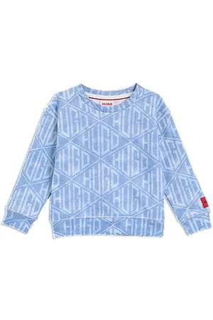 HUGO BOSS Loose-Fit Kids-Sweatshirt mit geometrischen Logos in Denim-Optik
