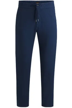 HUGO BOSS Regular-Fit Hose aus bequemem Stretch-Leinen-Mix