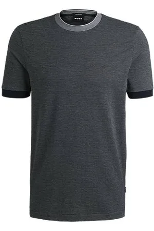 HUGO BOSS Slim-Fit T-Shirt aus strukturierter Baumwolle mit Kontrastkragen