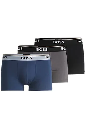 HUGO BOSS Dreier-Pack eng anliegende Boxershorts aus Stretch-Baumwolle mit kurzem Bein und Logos am Bund