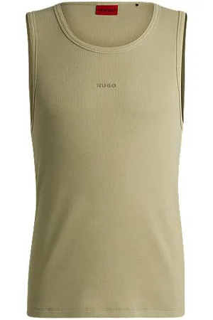 HUGO BOSS Geripptes Tanktop aus Stretch-Baumwolle mit Logo-Print