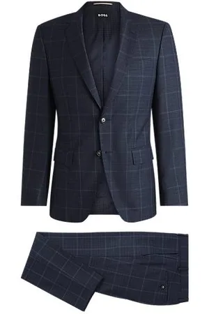 HUGO BOSS Karierter Slim-Fit Anzug aus Schurwolle