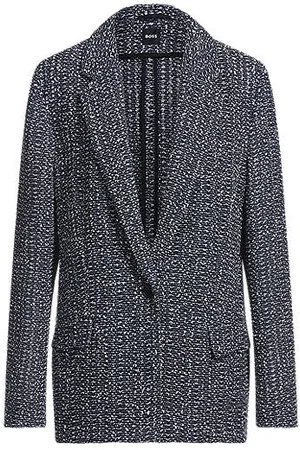 HUGO BOSS Relaxed-Fit Blazer aus zweifarbigem Häkel-Tweed