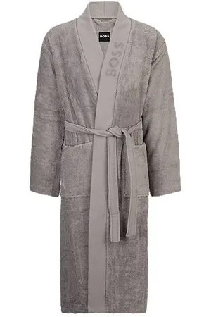 HUGO BOSS Morgenmantel aus langfaseriger Baumwolle mit Logo-Revers