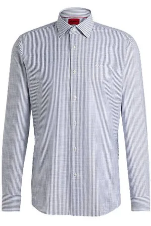 HUGO BOSS Modern-Fit Hemd aus strukturierter Baumwolle mit Streifen