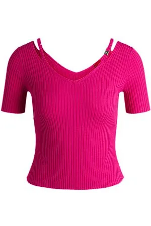 HUGO BOSS Top aus Rippstrick mit Cut-out-Details