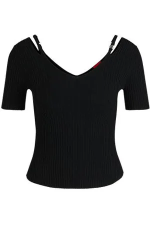 HUGO BOSS Top aus Rippstrick mit Cut-out-Details