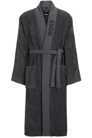 HUGO BOSS Morgenmantel aus langfaseriger Baumwolle mit Logo-Revers