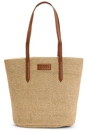 HUGO BOSS Tote Bag aus Bast mit herausnehmbarer Pouch