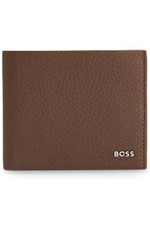 HUGO BOSS Klappbare Geldbörse aus genarbtem Leder mit poliertem Logo-Schriftzug