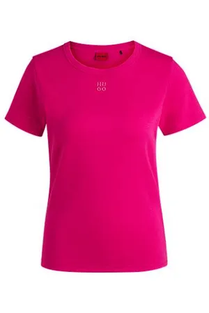 HUGO BOSS T-Shirt aus Baumwoll-Mix mit gesticktem Stack-Logo