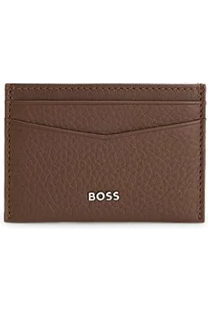 HUGO BOSS Kartenetui aus genarbtem Leder mit metallenem Logo-Schriftzug