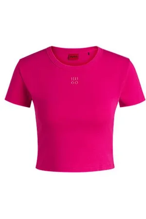 HUGO BOSS Slim-Fit T-Shirt aus Baumwoll-Mix mit gesticktem Stack-Logo