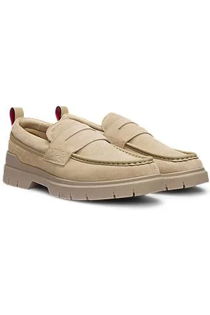 HUGO BOSS Loafer aus Veloursleder mit Kunstleder-Details