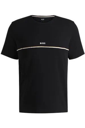 HUGO BOSS Pyjama-Shirt aus Stretch-Baumwolle mit Logo-Print