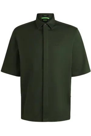 HUGO BOSS Regular-Fit Hemd aus Baumwolle mit Mesh-Struktur