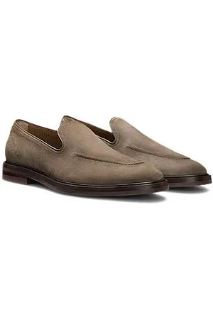 HUGO BOSS Loafer aus Veloursleder mit Lederpaspeln