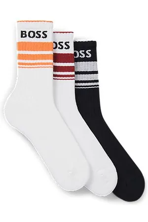 HUGO BOSS Kurze Socken mit Streifen und Logos im Dreier-Pack
