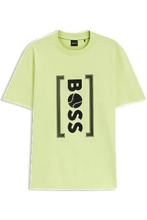 HUGO BOSS Relaxed-Fit T-Shirt mit Mesh-Logo-Print im Tennis-Stil