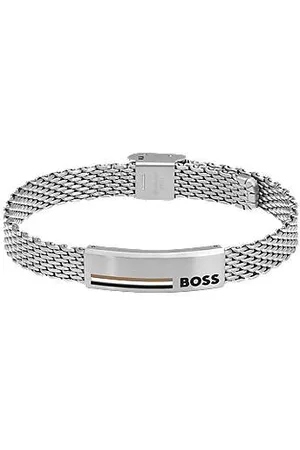 HUGO BOSS Mesh-Armband aus Edelstahl mit Signature-Plakette