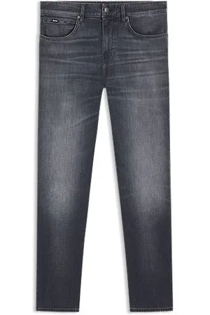 HUGO BOSS Maine Regular-Fit Jeans aus italienischem Denim in Grau