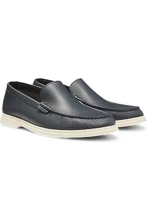 HUGO BOSS Mokassins aus gewalktem Leder mit Logo-Detail
