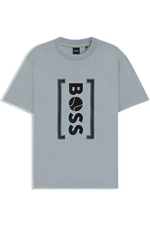 HUGO BOSS Relaxed-Fit T-Shirt mit Mesh-Logo-Print im Tennis-Stil