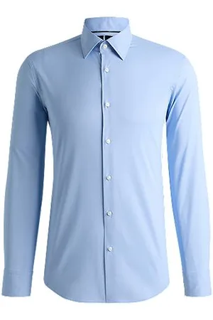 HUGO BOSS Regular-Fit Hemd aus strukturiertem Material-Mix mit Elasthan