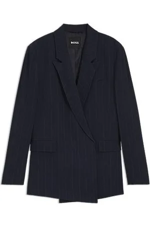 HUGO BOSS Relaxed-Fit Blazer mit Nadelstreifen und verdecktem Verschluss