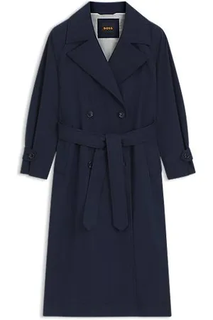 HUGO BOSS Trenchcoat aus angerautem Gewebe mit Logo-Stickerei