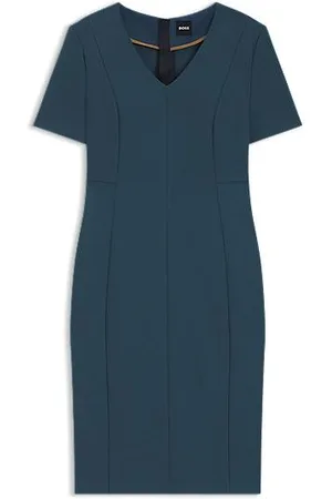 HUGO BOSS Kleid aus elastischem Gewebe mit V-Ausschnitt