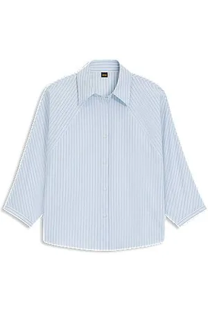 HUGO BOSS Relaxed-Fit Bluse aus gestreifter Baumwoll-Popeline