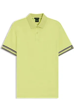 HUGO BOSS Slim-Fit Poloshirt aus Baumwolle mit gestreiften Ärmelbündchen