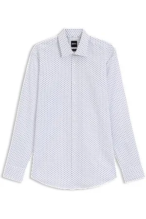 HUGO BOSS Bedrucktes Slim-Fit Hemd aus elastischer Oxford-Baumwolle