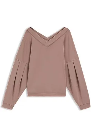 HUGO BOSS Sweatshirt mit V-Ausschnitt und Ballonärmeln
