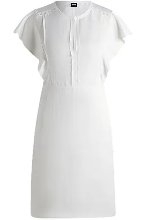 HUGO BOSS Kleid mit Schlüsselloch-Ausschnitt und Volant-Ärmeln