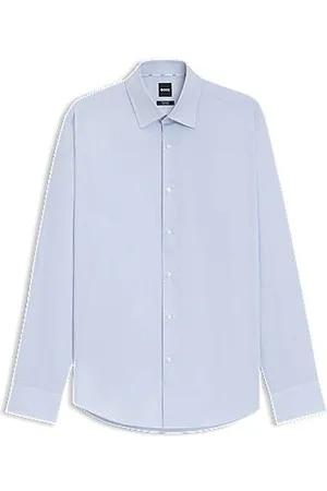 HUGO BOSS Regular-Fit Hemd aus elastischem Baumwoll-Twill mit bügelleichtem Finish