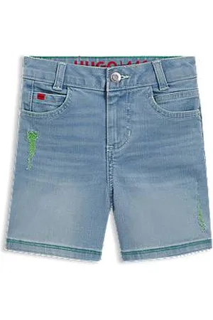 HUGO BOSS Loose-Fit Kids-Shorts aus blauem Denim