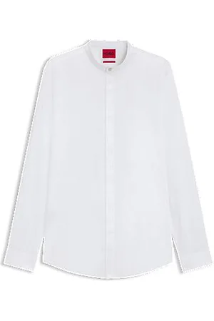 HUGO BOSS Slim-Fit Hemd aus Stretch-Baumwolle mit Stehkragen