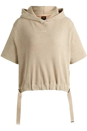 HUGO BOSS Hoodie aus Baumwoll-Mix mit Waffelstruktur