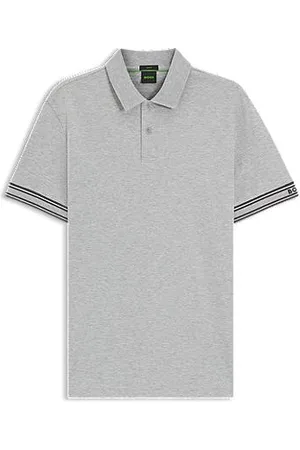HUGO BOSS Slim-Fit Poloshirt aus Baumwolle mit gestreiften Ärmelbündchen