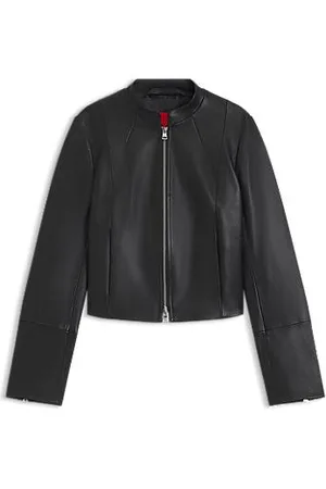 HUGO BOSS Regular-Fit Lederjacke mit Stehkragen