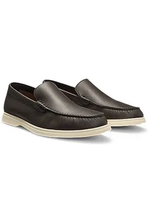 HUGO BOSS Mokassins aus gewalktem Leder mit Logo-Detail