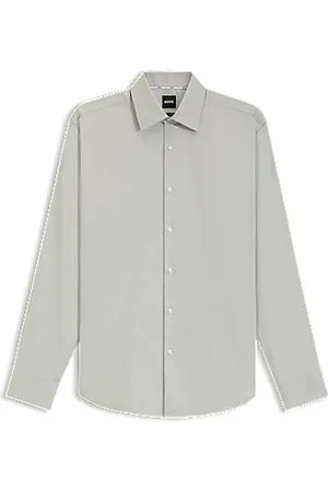 HUGO BOSS Regular-Fit Hemd aus strukturierter Stretch-Baumwolle mit bügelleichtem Finish