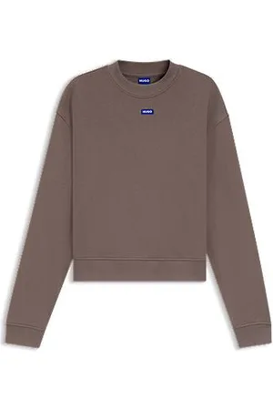 HUGO BOSS Sweatshirt aus Baumwoll-Terry mit Logo-Aufnäher