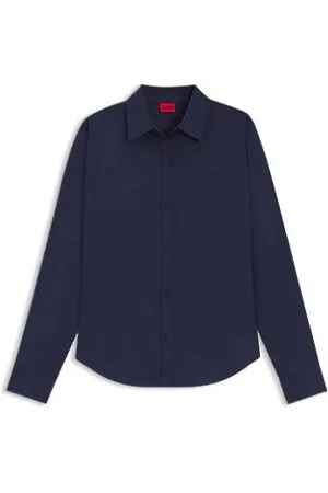 HUGO BOSS Regular-Fit Bluse aus elastischem Baumwoll-Canvas